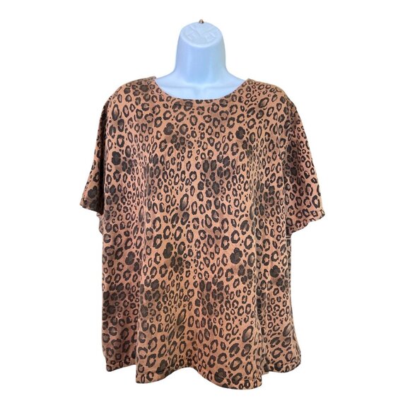 Bechamel 2X Y2K Leopard Print Boxy Fit Cotton Tee Animal Print Oversized Mobwife - Picture 1 of 7